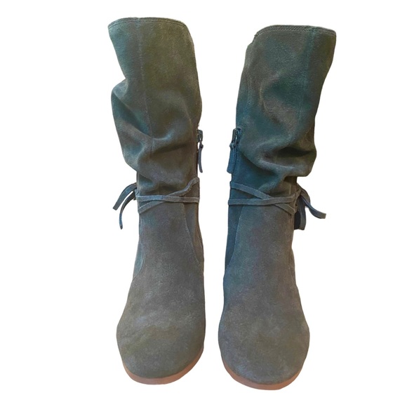Olive Green Suede Boot Size 6 - Picture 3 of 17